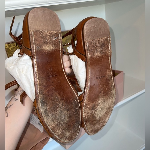 MIU MIU Studded Leather Gladiator Sandals 41 - 10US Womens - Picture 4 of 7